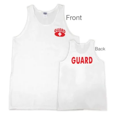 Lifeguard White Tank Top, Printed Front & Back